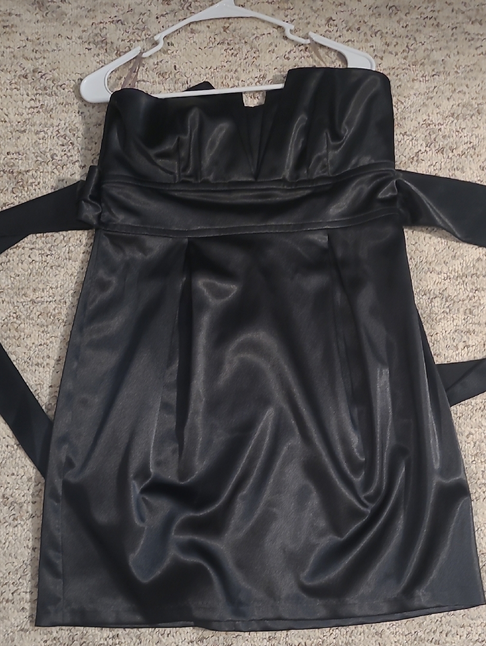 Teeze Me Black Strapless Satin Party Dress